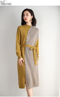 2019秋冬新款针织衫中长款毛衣裙女装fyz82196 福卡商城