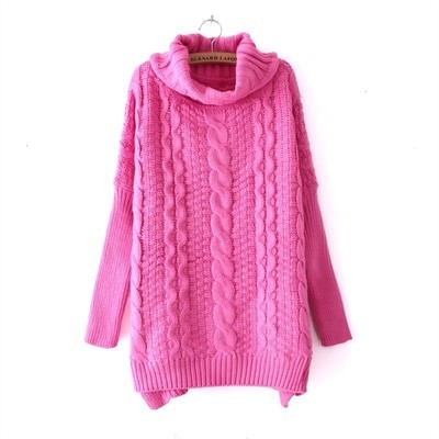 【RF-YP-38093 2013秋冬新款 韩版中长款麻花编织开叉高领毛衣】价格,厂家,图片,女式毛衣,常熟市服装城若枫服装商行-