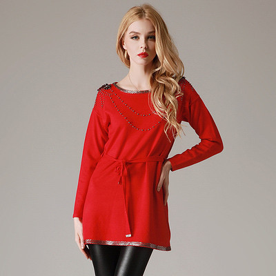 明暗线 2013春款针织衫 女款欧美风系腰带长袖中长款羊毛打底衫 - 服饰 - 杭州19楼