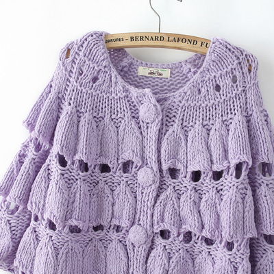 秋季新款工厂店镂空蝙蝠袖钩花大码宽松大纽扣纯色毛衣开衫D - 秋季新款工厂店镂空蝙蝠袖钩花大码宽松大纽扣纯色毛衣开衫D厂家 - 秋季新款工厂店镂空蝙蝠袖钩花大码宽松大纽扣纯色毛衣开衫D价格 - 苏州庆明服饰工艺品厂 - 