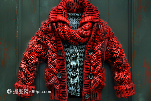 红色针织开衫 时尚与温暖的完美融合